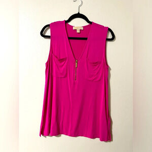 Michael Kors women’s hot pink tank gold exposed zipper and pockets layering